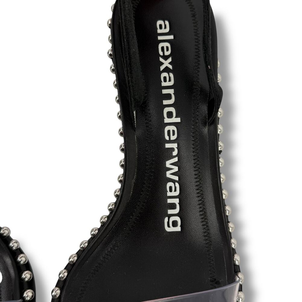 Alexander Wang Nova Kitten Low Heel Sandals Mens Sz 37.5 6.5 7 Black Studded - Picture 7 of 13